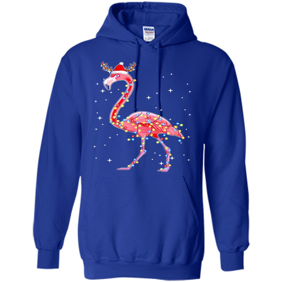 Christmas Lights Flamingo Wearing Santa Hat Funny Xmas - Hoodie