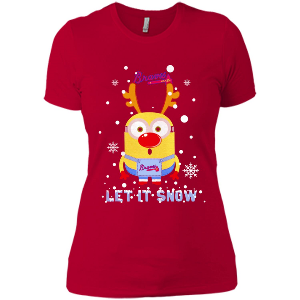 Minion Atlanta Braves Ugly Christmas Sweater Let it Snow - Ladies' Boyfriend T-Shirt