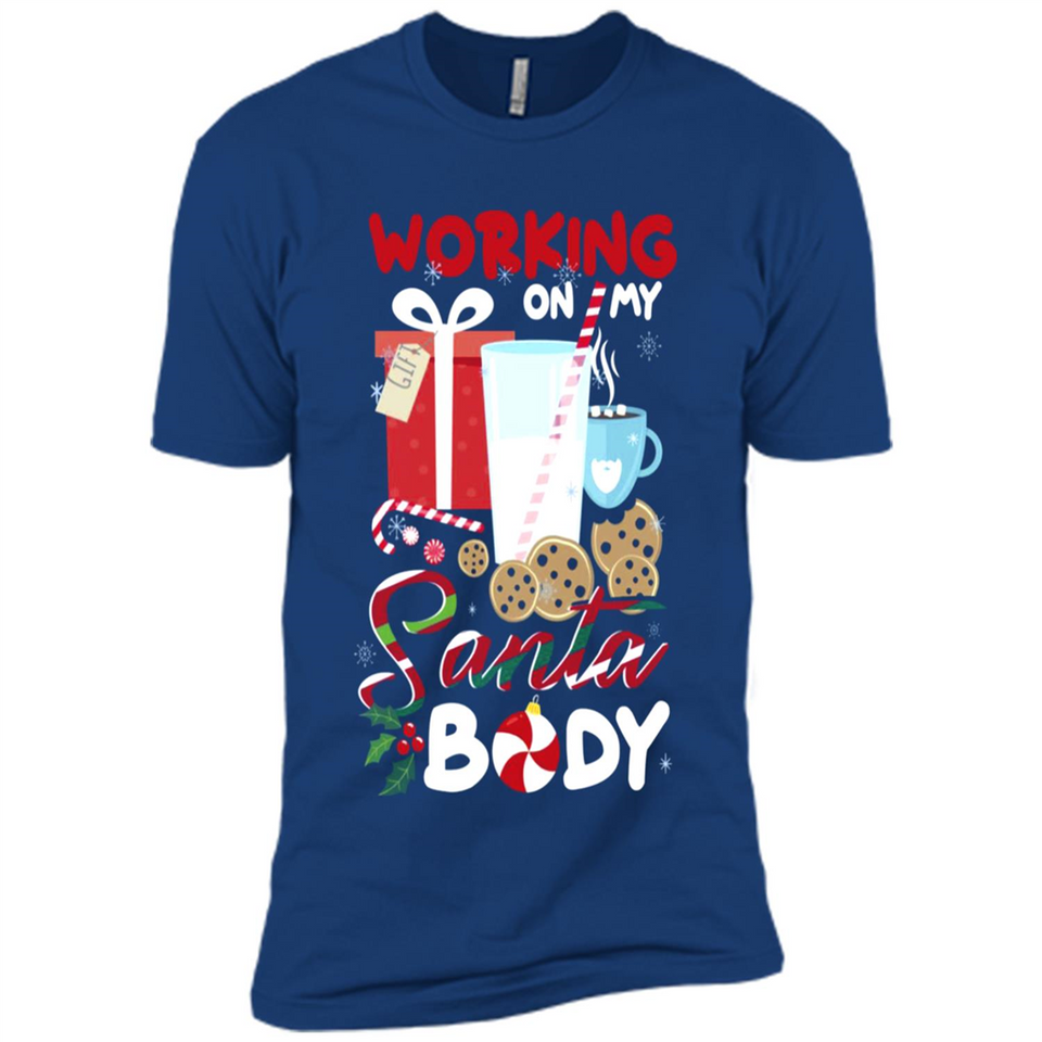 Working On My Santa Body Funny Christmas Gift Sleeve Xmas - Premium Short Sleeve T-Shirt