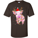 Christmas Lights Pig Wearing Santa Hat Funny Xmas - Shirt