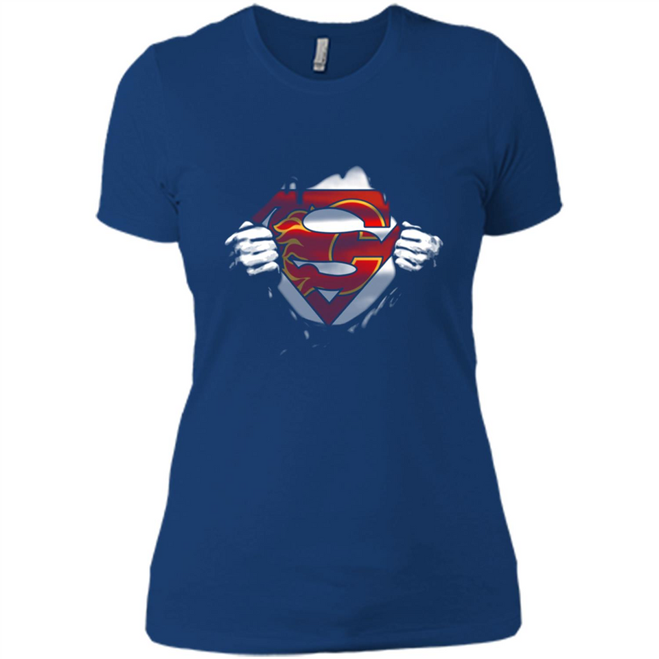 Calgary Flames And Superman Fans - Ladies' Boyfriend T-Shirt