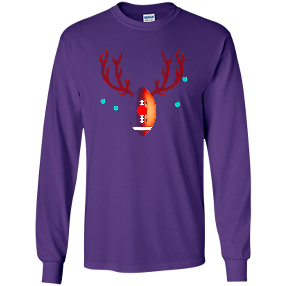 Football Christmas Shirt Reindeer Christmas Football Funny - Long Sleeve T-Shirt