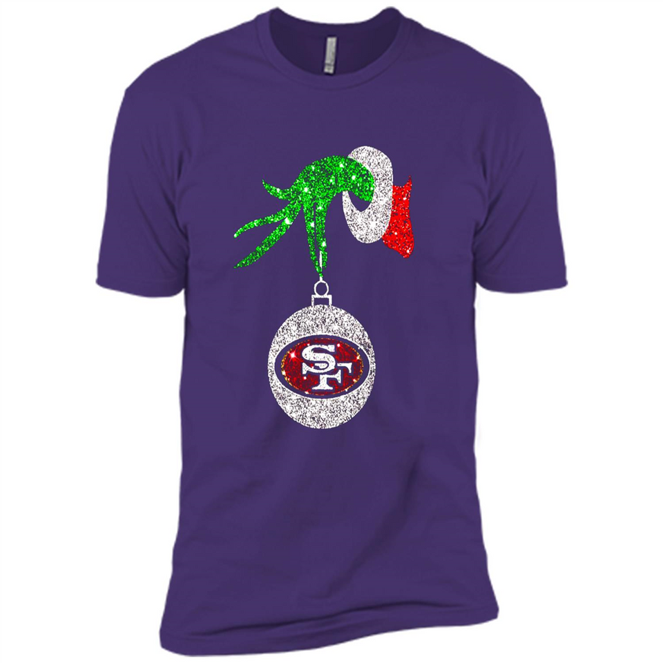Amazing tee San Francisco 49ers Glitter Grinch Monogram Ornament Christmas Gift - Premium Short Sleeve T-Shirt