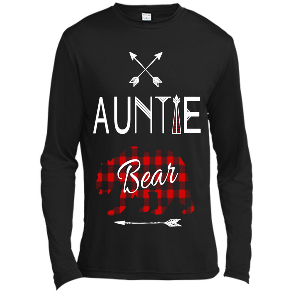 Aunt Shirt Buffalo Plaid Family Camp Bear Tee - Canvas Long Sleeve T-Shirt