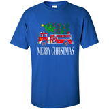 Firetruck Santa Sleigh Merry Christmas Firefighter - Shirt