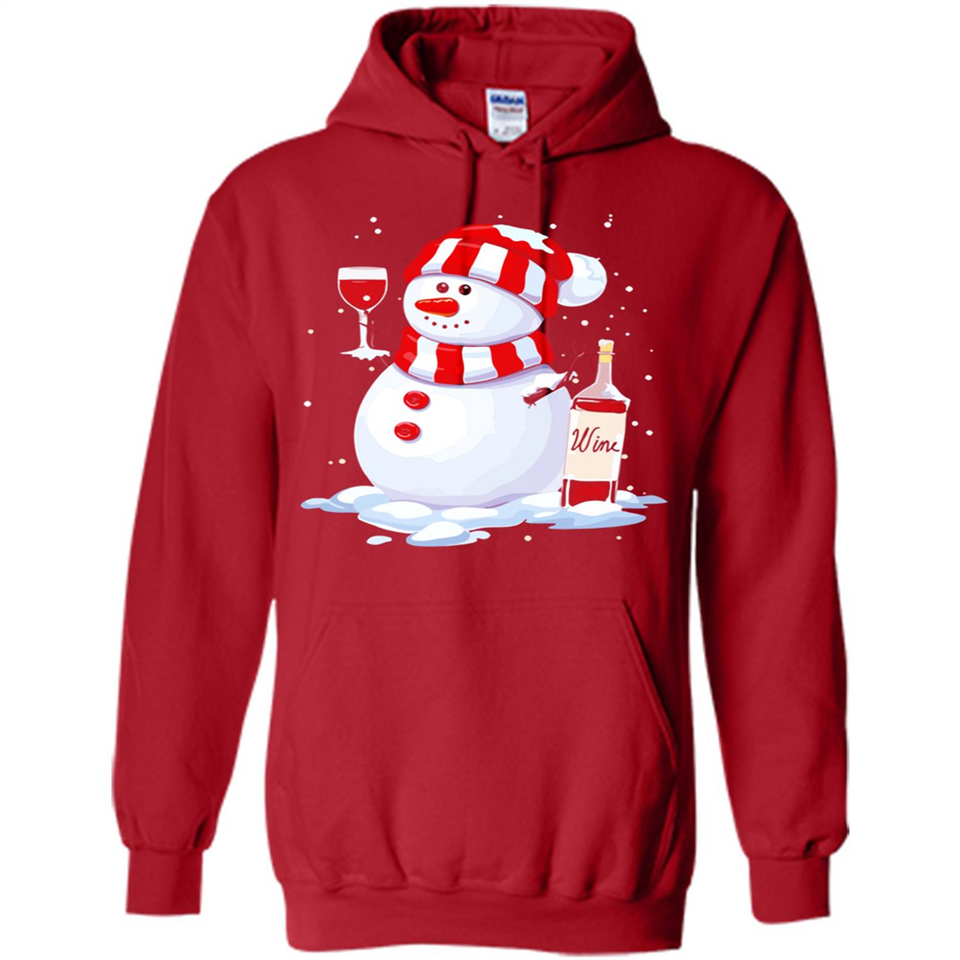 Cute Snowman drink Red Wine Christmas - Hoodie