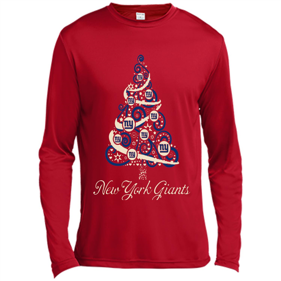 New York Giants NFL Football Team Logo Christmas Tree T-Shirt - Canvas Long Sleeve T-Shirt
