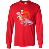 Bigfoot Riding Dinosaurus T-Shirt Funny Bigfoot Santa - Long Sleeve T-Shirt