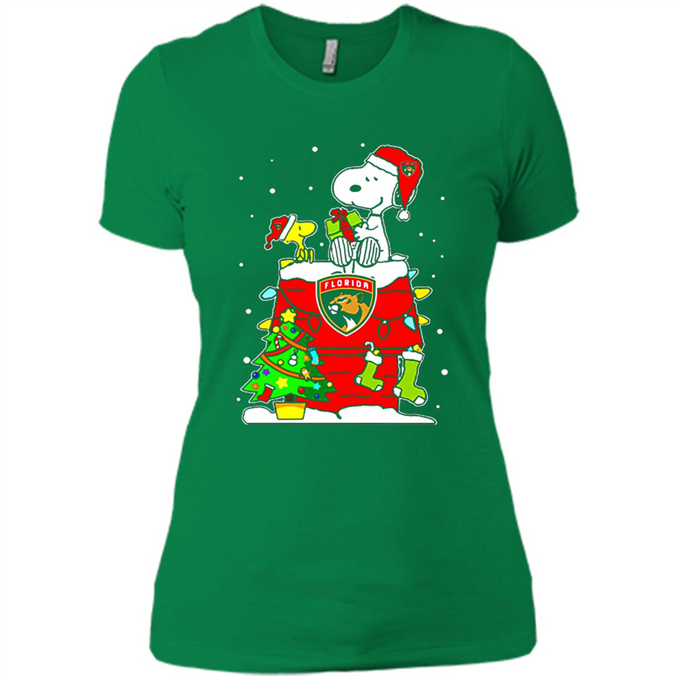 Florida Panthers Snoopy Ugly Christmas Sweaters - Ladies' Boyfriend T-Shirt