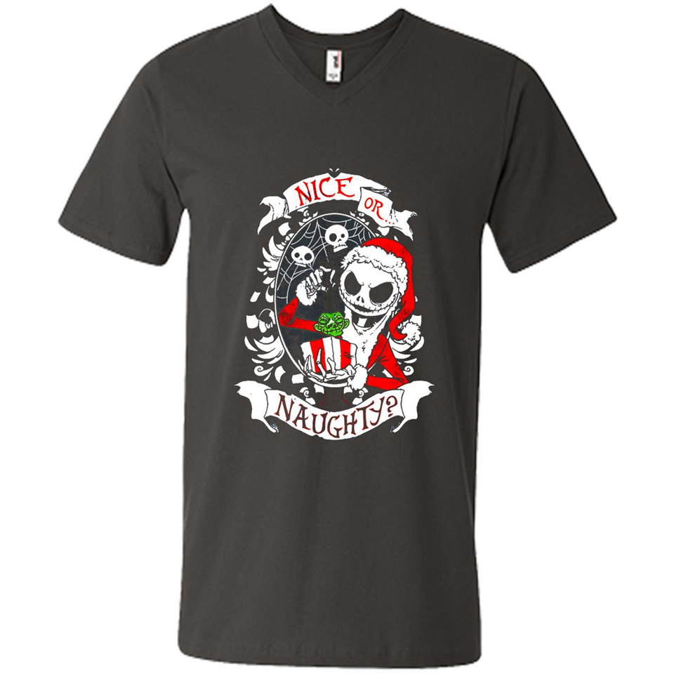 Christmas Shirt, Santa Nice Or Naughty Xmas - Men's V-Neck