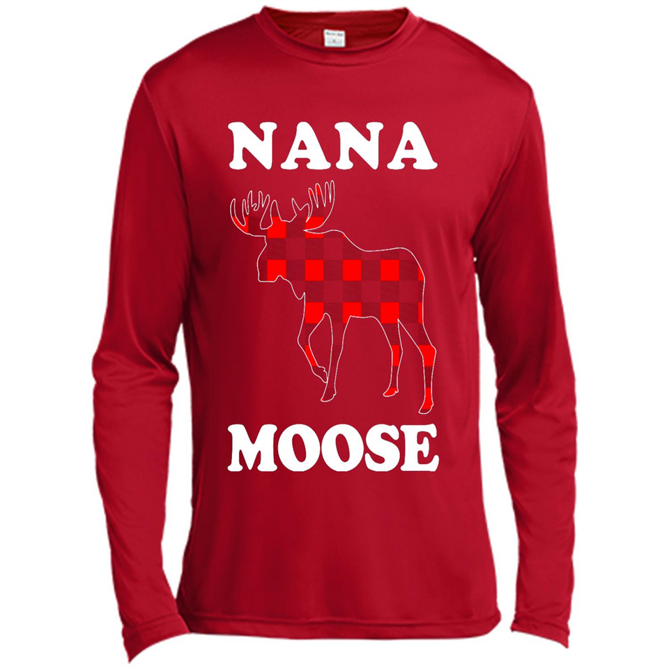 Nana Moose Funny Christmas Plaid Buffalo T-Shirt - Canvas Long Sleeve T-Shirt