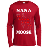 Nana Moose Funny Christmas Plaid Buffalo T-Shirt - Canvas Long Sleeve T-Shirt