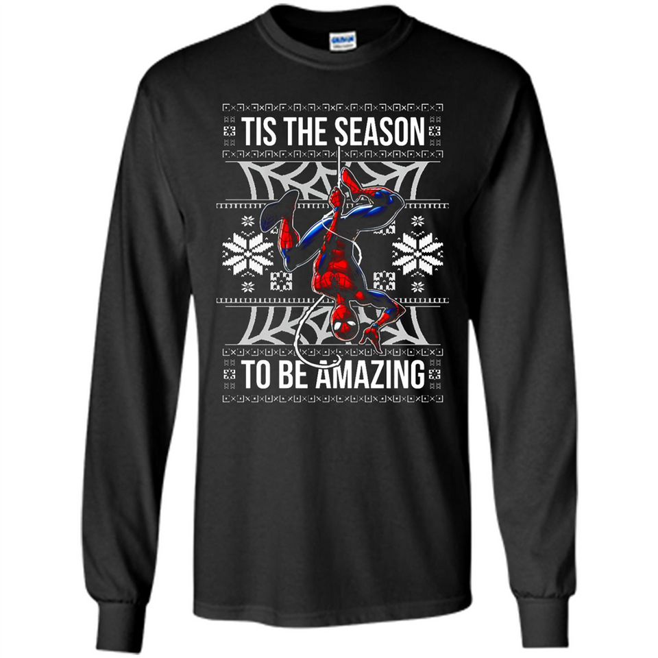 Marvel Spider Man Tis The Season To Be Amazing Ugly Christmas Mug PINGPONG - Long Sleeve T-Shirt