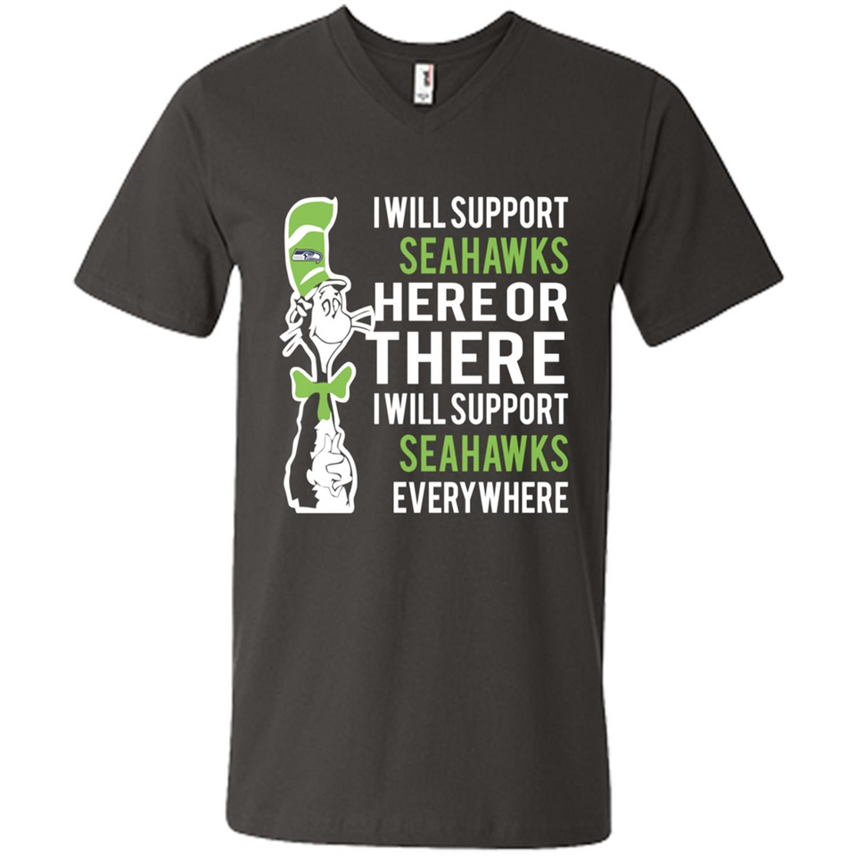 Shirt For Dr Seuss Cat And Seattle Seahawks Fans - Men's V-Neck
