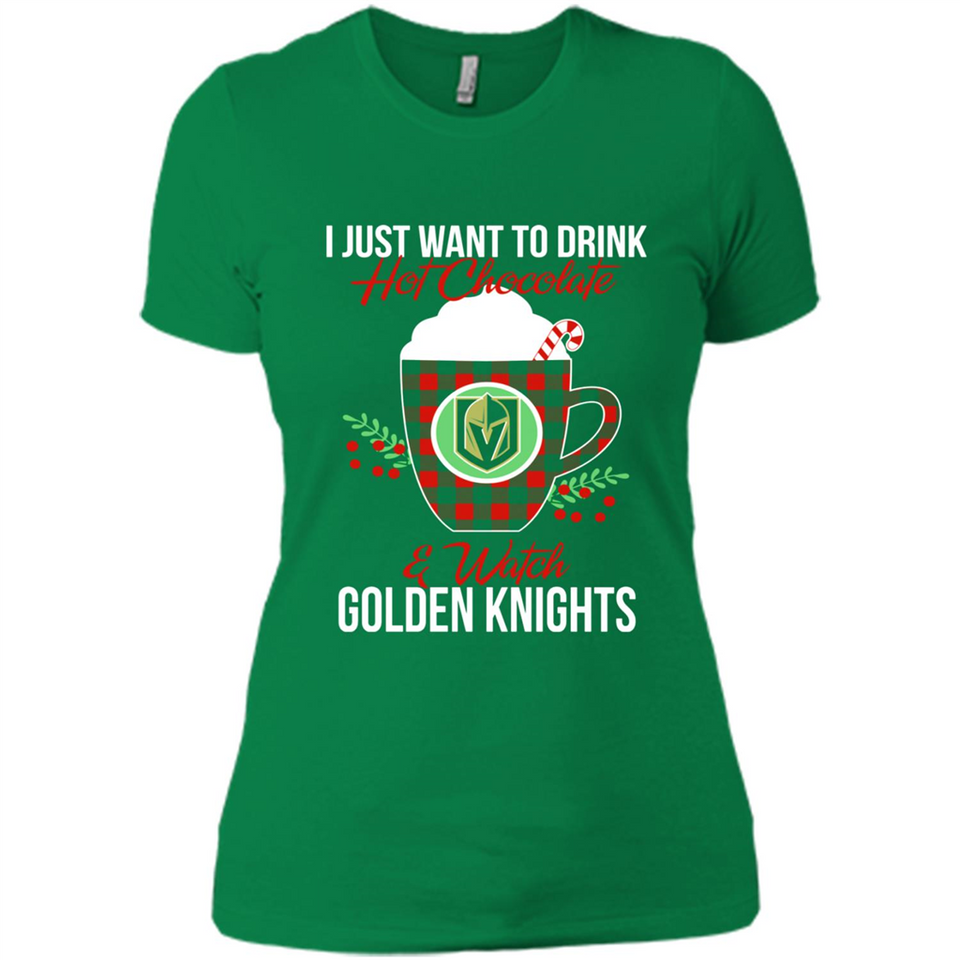I Just Want To Drink Hot Chocolate & Watch Vegas Golden Knights Ugly Christmas Sweater PINGPONG