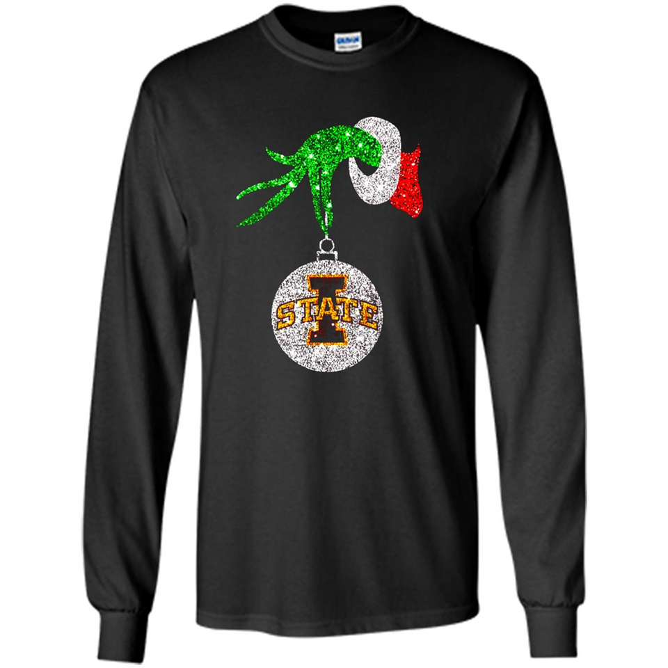 Amazing Iowa State Cyclones Glitter Grinch Monogram Ornament Christmas Gift - Long Sleeve T-Shirt