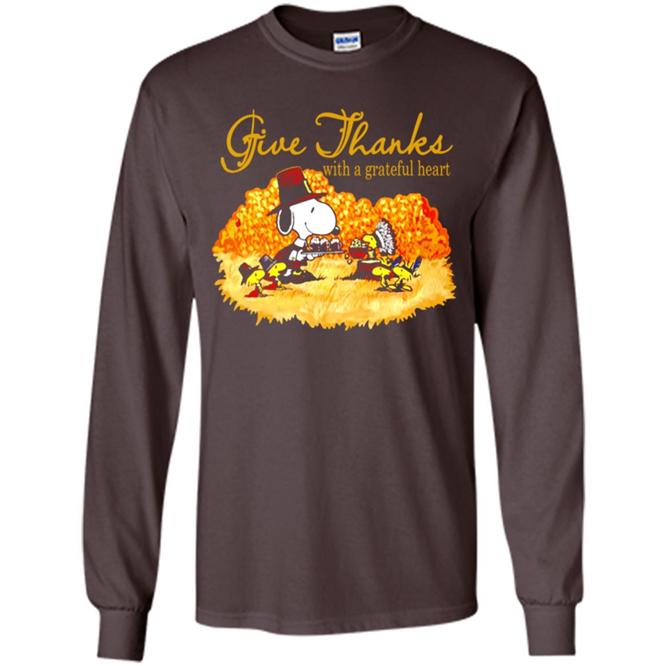 Snoopy Thanksgiving Give Thanks With A Grateful Heart - Long Sleeve T-Shirt