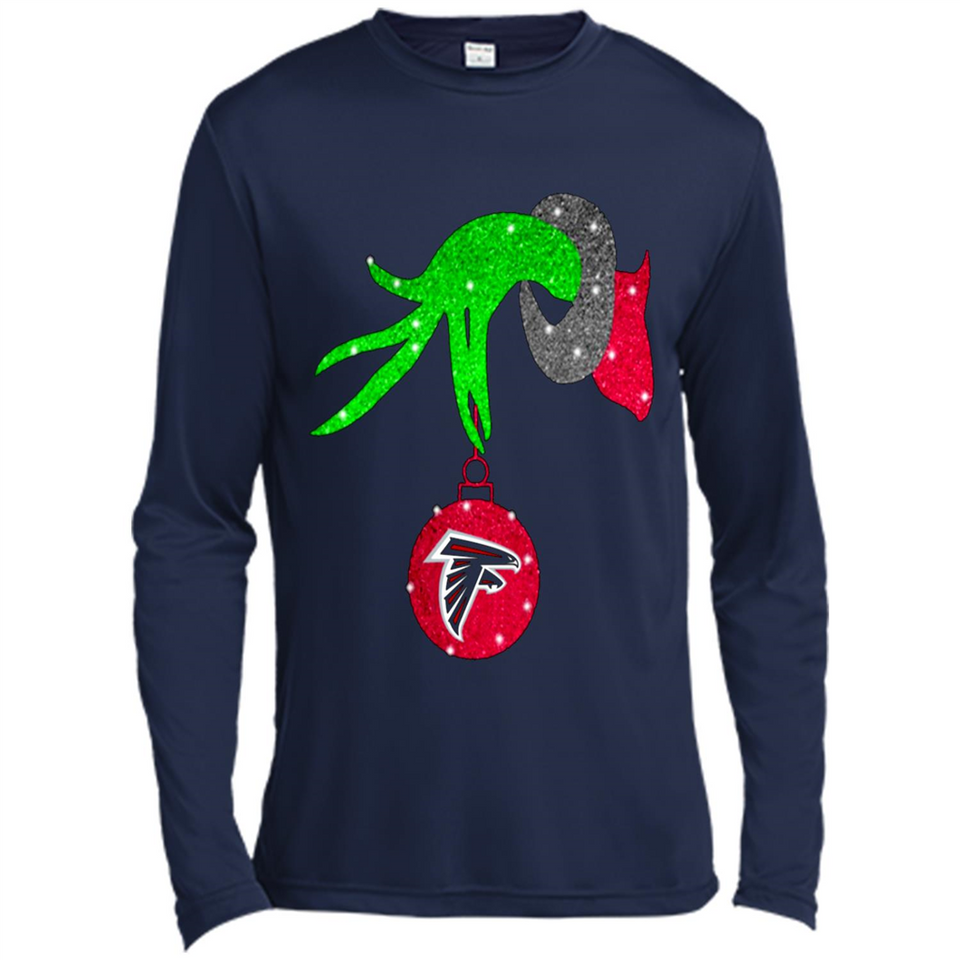 GRINCH HAND HOLDING ATLANTA FALCONS GLITTER CHRISTMAS PINGPONG