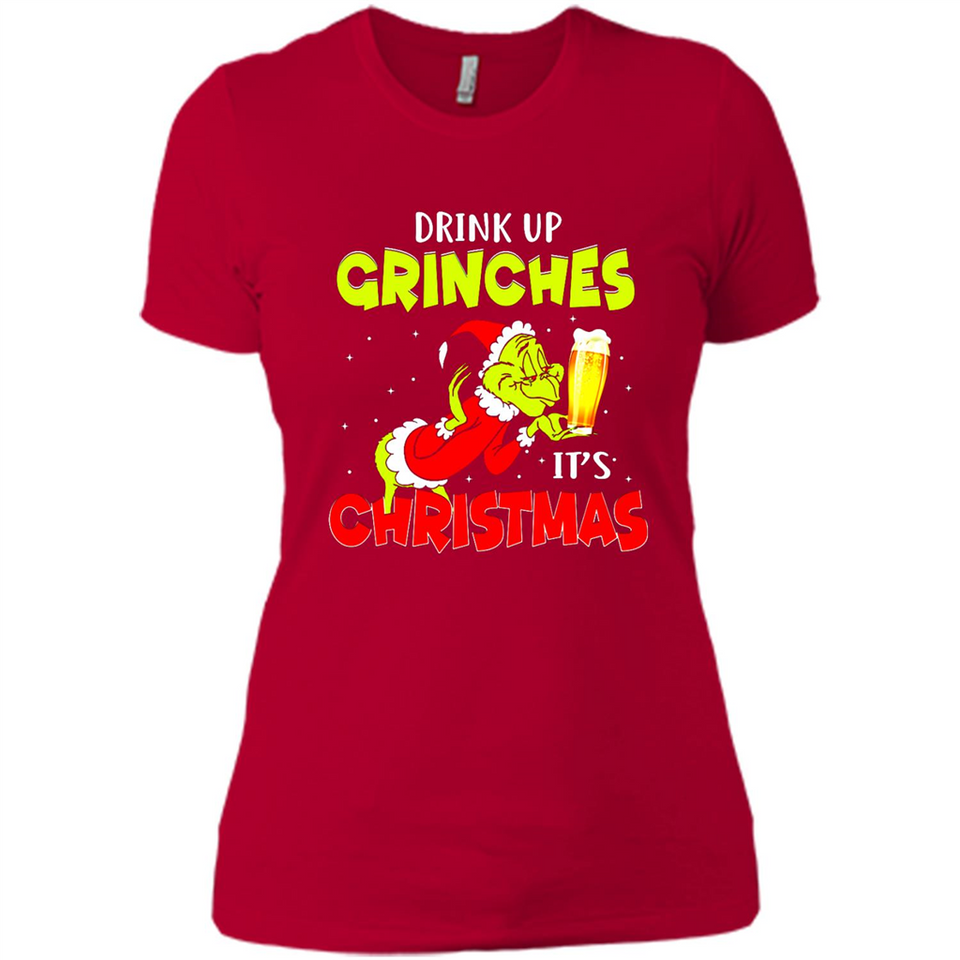 Drink Up Grinches it_s Christmas - Merry Xmas Sweatshirt - Ladies' Boyfriend T-Shirt