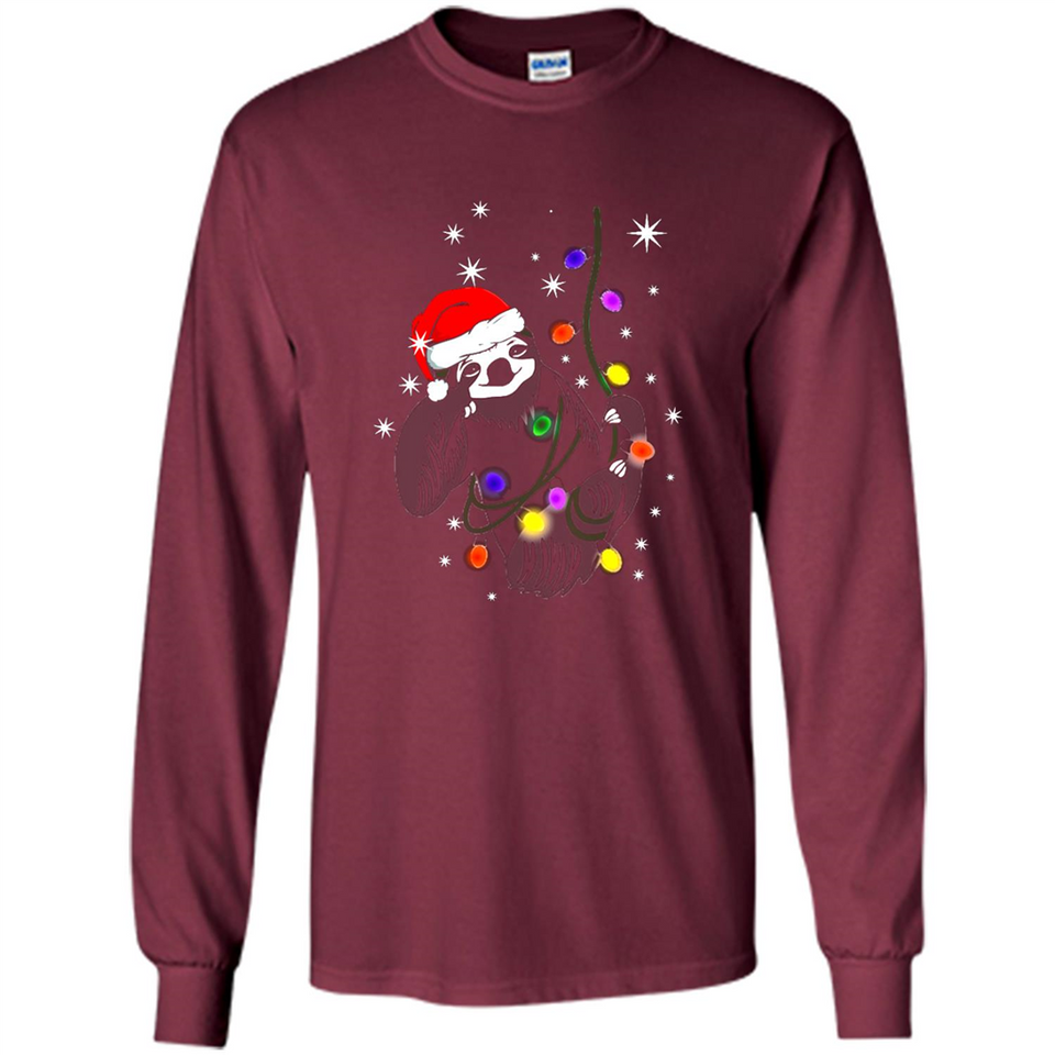 Cute Christmas Choloepus Sloth Santa Led Light Mug - Long Sleeve T-Shirt