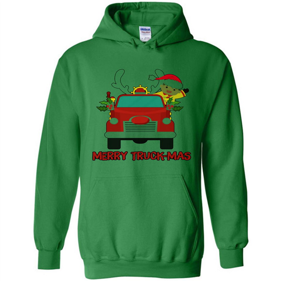 Merry Truck-Mas Christmas Fire Truck Cute Reindeer Sporty - Hoodie