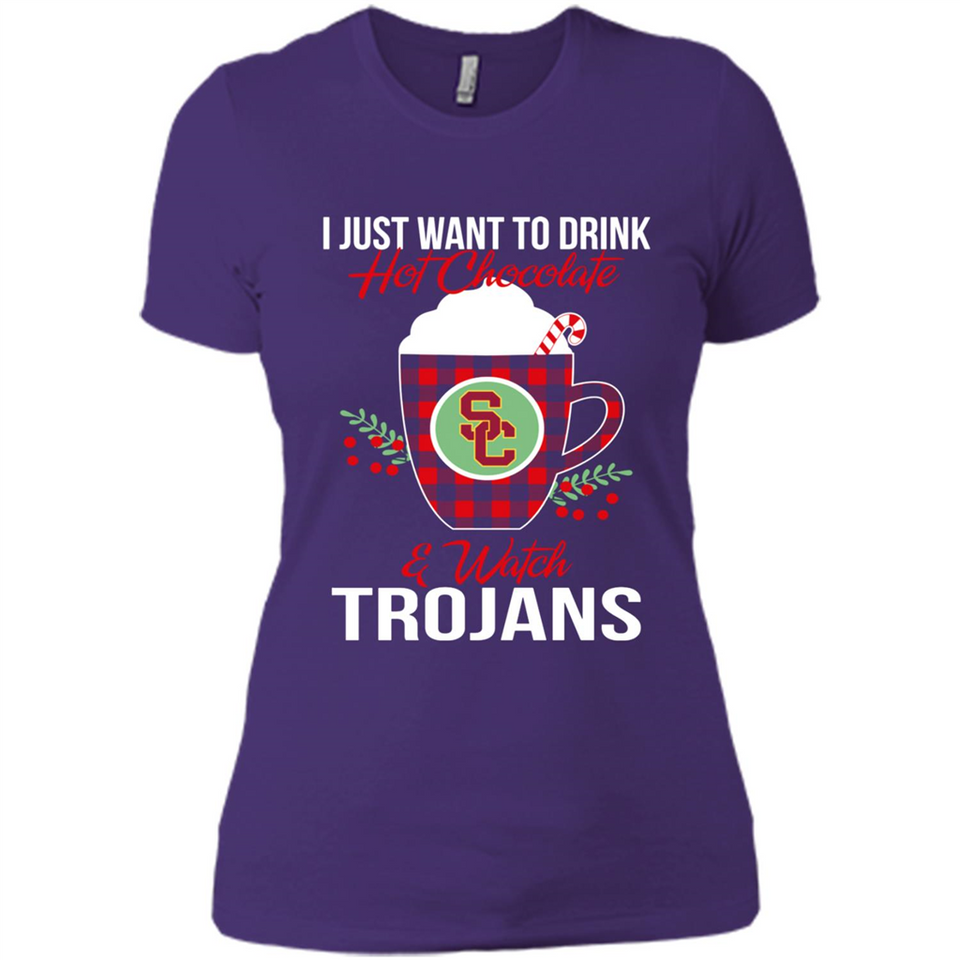 I Just Want To Drink Hot Chocolate & Watch USC Trojans Ugly Christmas Sweater PINGPONG