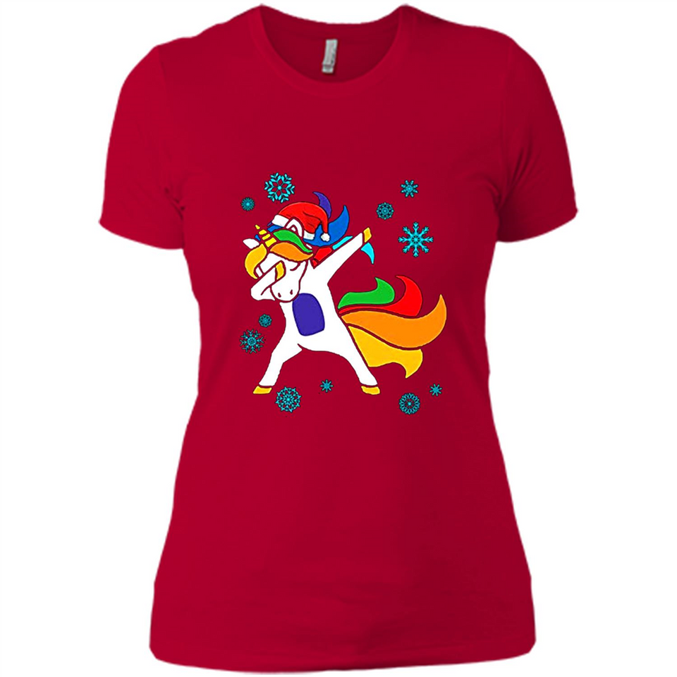 Christmas Dabbing Unicorn - Ladies' Boyfriend T-Shirt