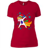 Christmas Dabbing Unicorn - Ladies' Boyfriend T-Shirt