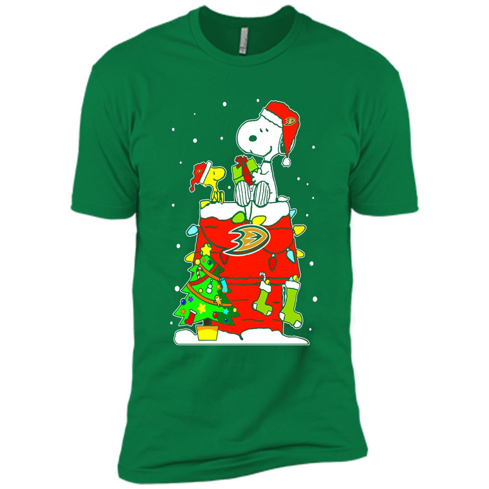 Anaheim Ducks Snoopy Ugly Christmas Sweaters - Sao chép - Premium Short Sleeve T-Shirt