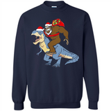 Bigfoot Riding Dinosaurus T-Shirt Funny Bigfoot Santa - Sweatshirt