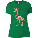 Christmas Lights Flamingo Wearing Santa Hat Funny Xmas - Ladies' Boyfriend T-Shirt