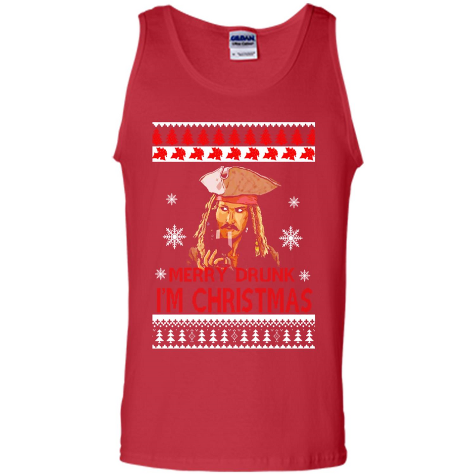 Jack sparrow Merry Drunk I'm Christmas - Tank Top