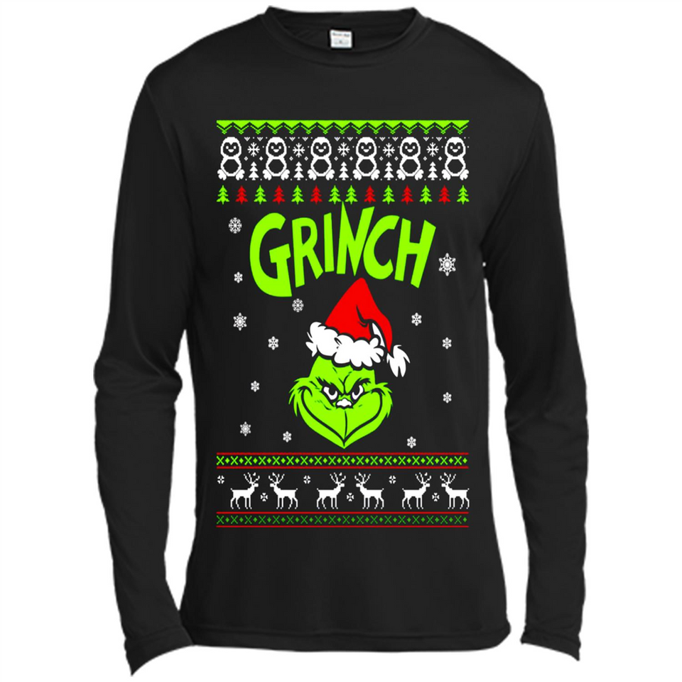 The Grinch Face Christmas - Canvas Long Sleeve T-Shirt