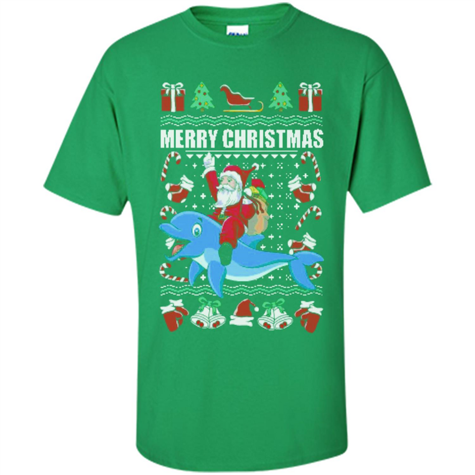 Ugly Christmas Santa Riding Dolphin - Shirt