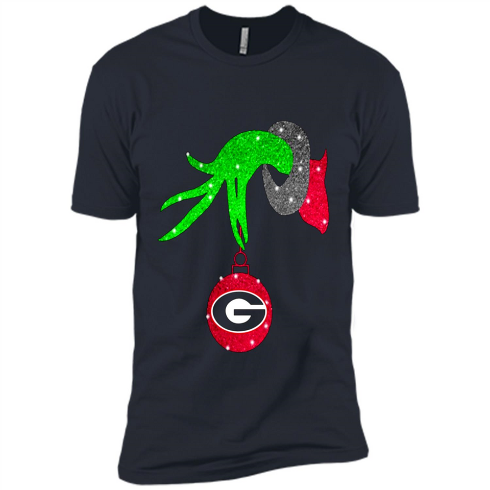 GRINCH HAND HOLDING GEORGIA BULLDOGS GLITTER CHRISTMAS PINGPONG