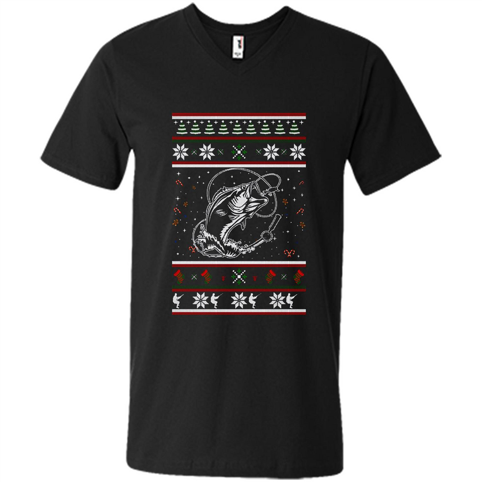 Christmas Ugly Sweater Fishing Ugly Christmas Sweater - Men's V-Neck