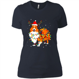 Christmas Lights Shetland Sheepdog Wearing Santa Hat Funny Xmas Mug - Ladies' Boyfriend T-Shirt