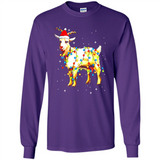 Christmas Lights Goat Wearing Santa Hat T-Shirt - Long Sleeve T-Shirt