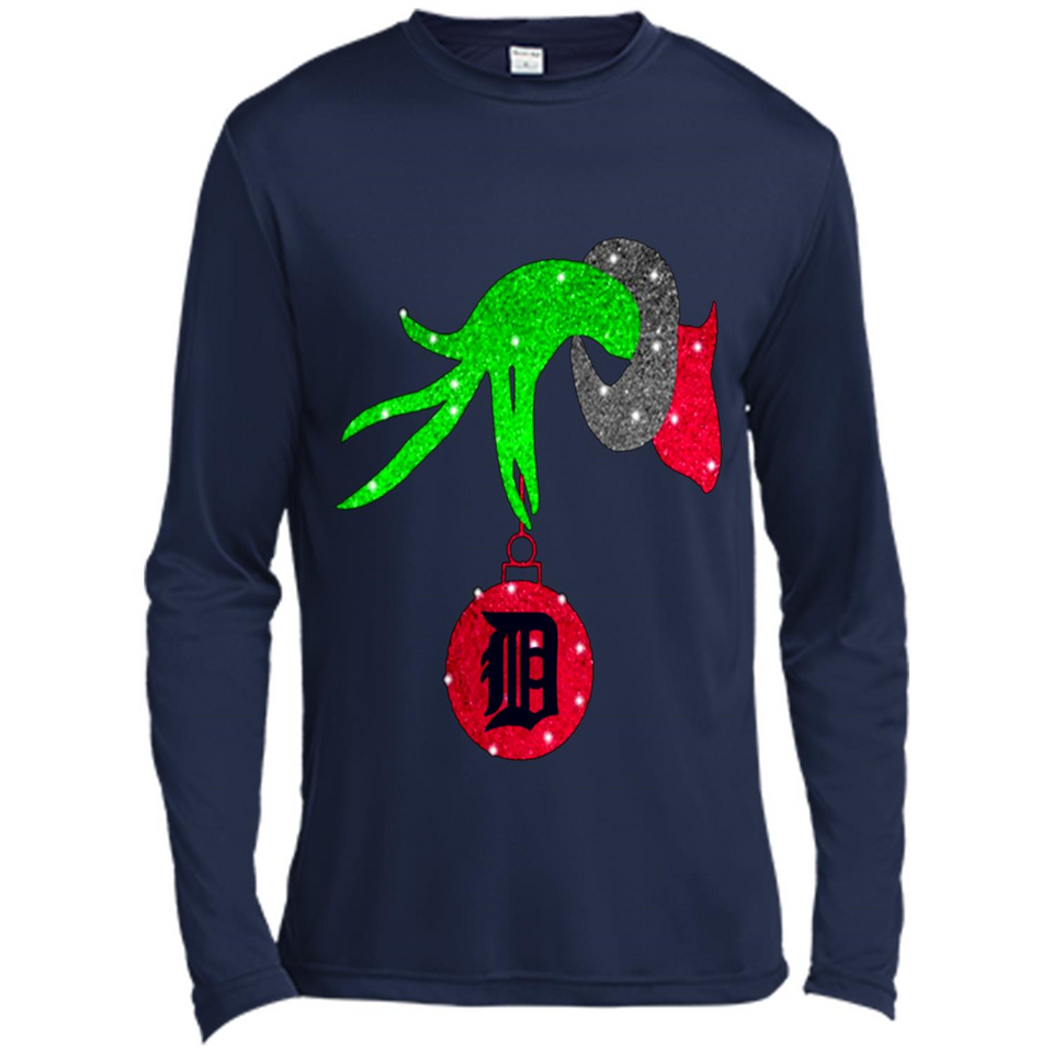 GRINCH HAND HOLDING DETROIT TIGERS GLITTER CHRISTMAS PINGPONG