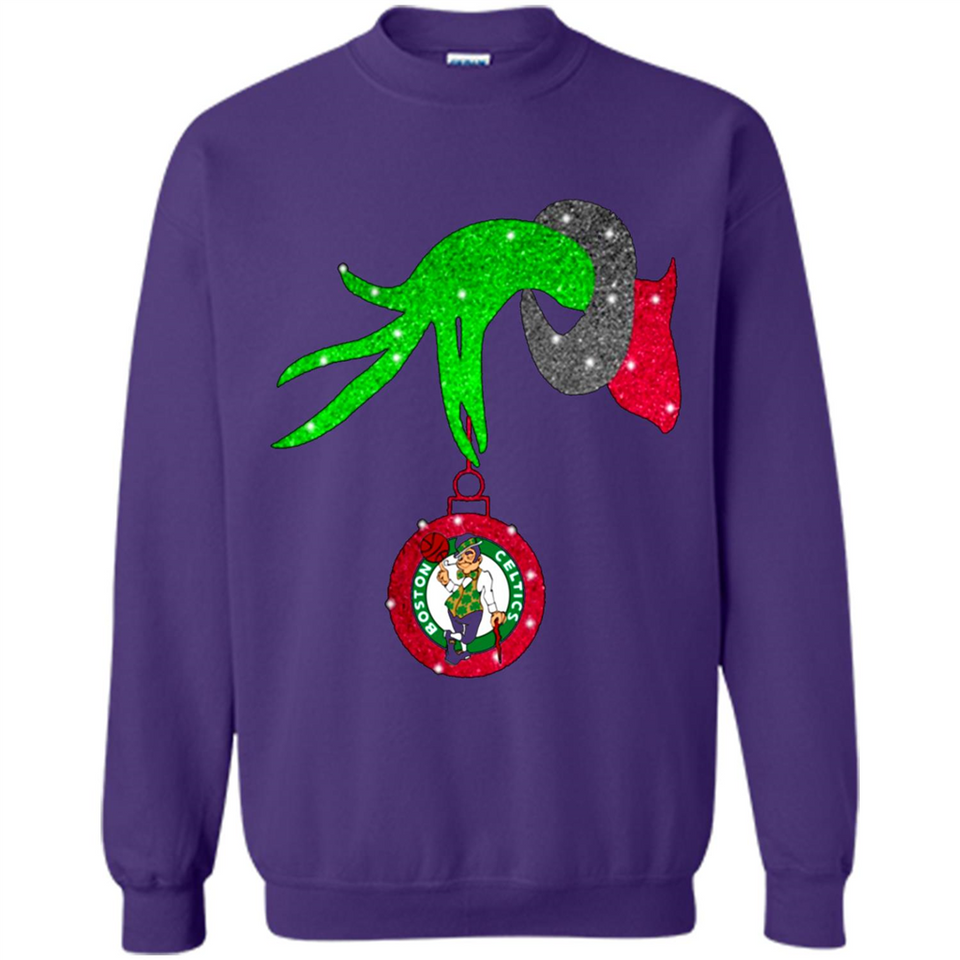 GRINCH HAND HOLDING BOSTON CELTICS NBA GLITTER CHRISTMAS PINGPONG