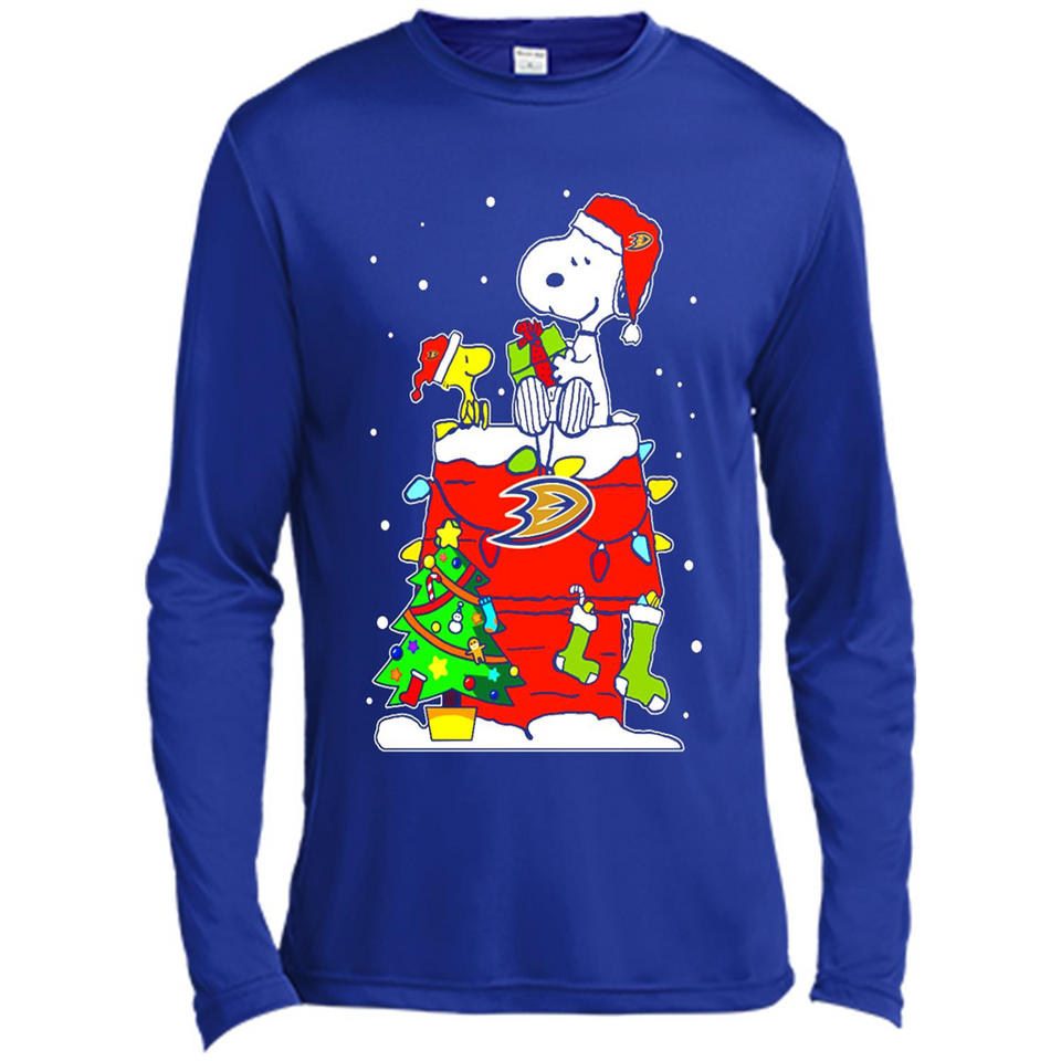Anaheim Ducks Snoopy Ugly Christmas Sweaters - Sao chép - Canvas Long Sleeve T-Shirt