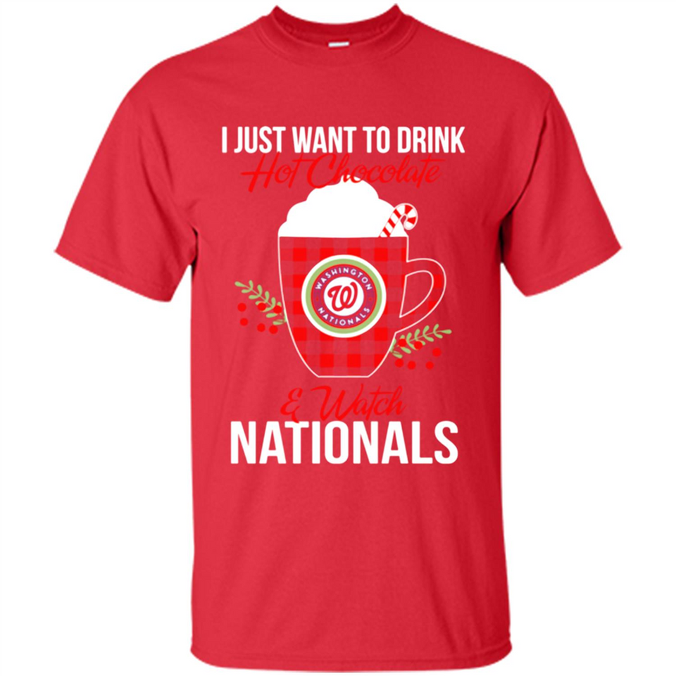 I Just Want To Drink Hot Chocolate & Watch Washington Nationals Ugly Christmas Sweater PINGPONG