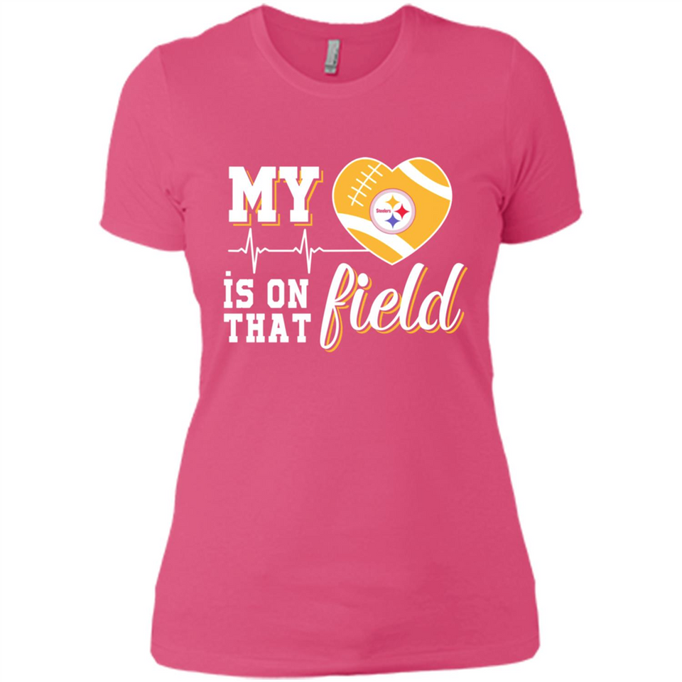 Pittsburgh Steelers Football My Heart is on that Field - Ladies' Boyfriend T-Shirt