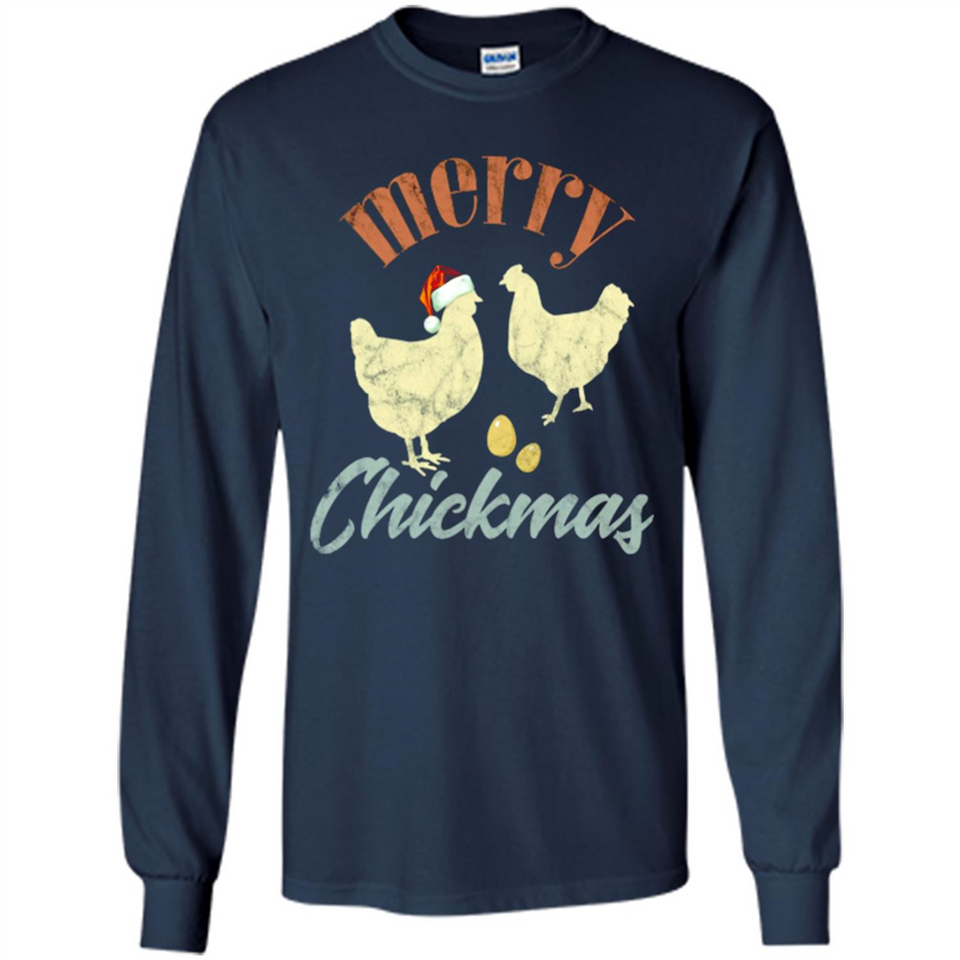Christmas Chicken Vintage Shirt Funny Santa Hen Farmer Lover - Long Sleeve T-Shirt
