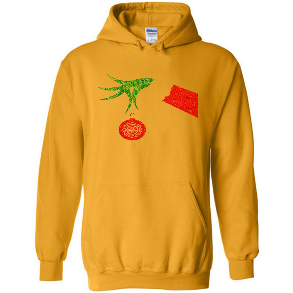 Funny Grinch Hand holding Firefighter ornament Christmas Sporty T-Shirt - Hoodie