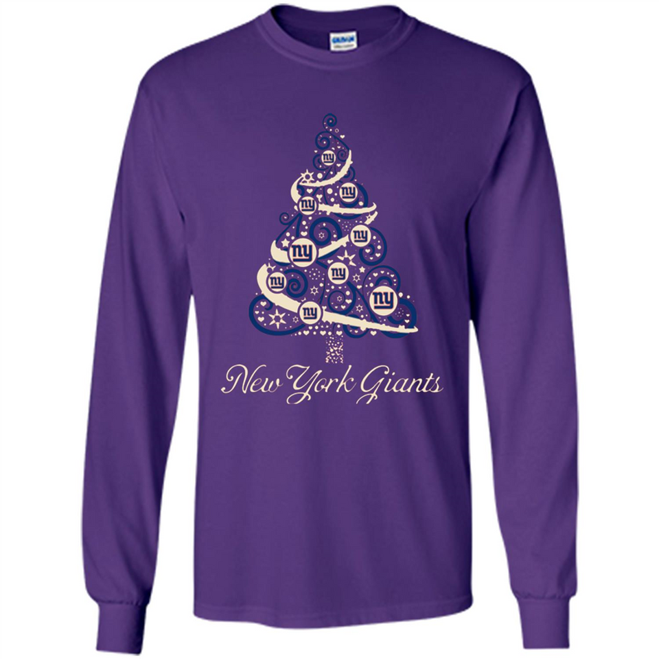 New York Giants NFL Football Team Logo Christmas Tree T-Shirt - Long Sleeve T-Shirt