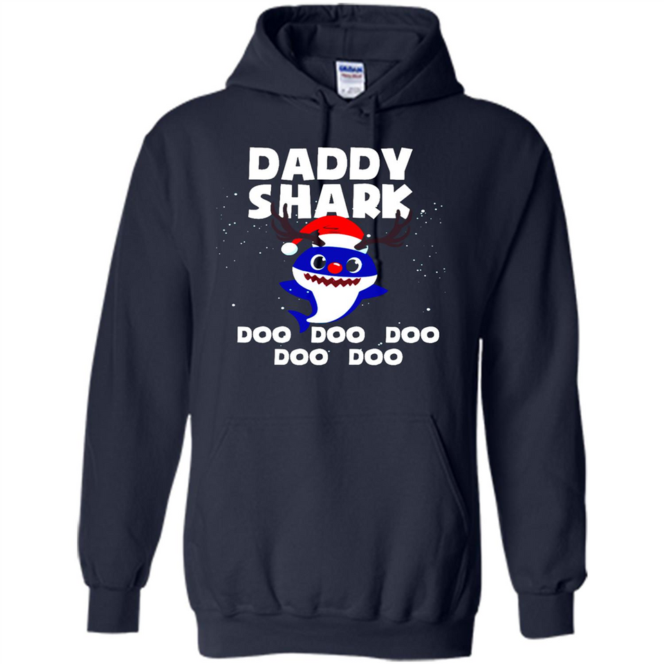 Daddy Shark Costume Reindeer Funny Christmas T-Shirt - Hoodie