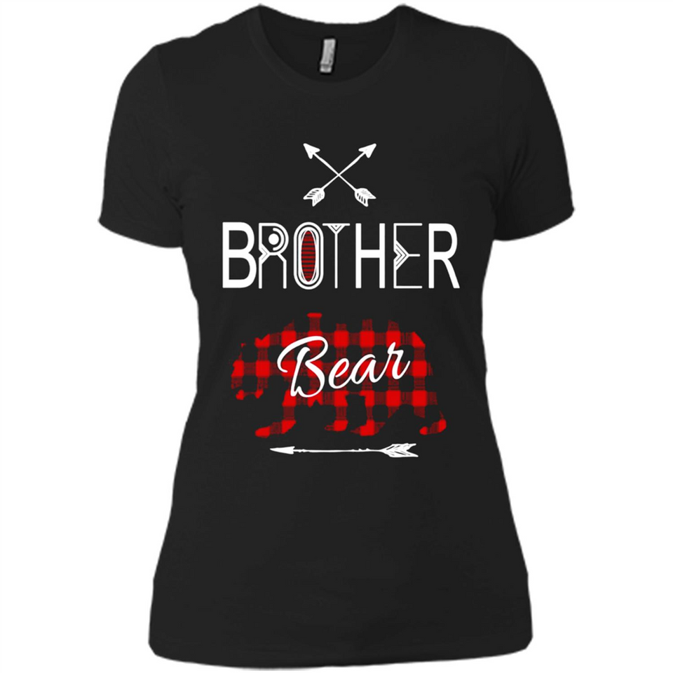 Brother Shirt Buffalo Plaid Family Camping Bear Tee - Ladies' Boyfriend T-Shirt