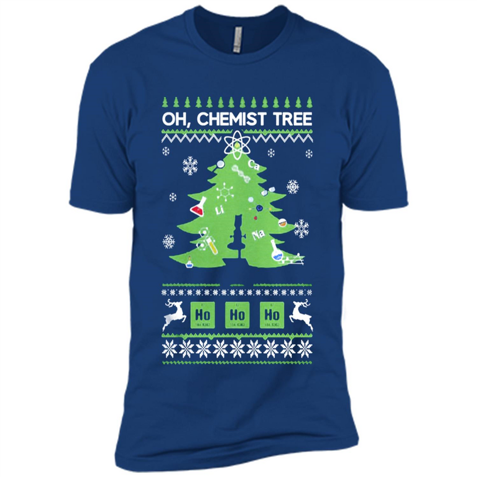 Oh Chemist Tree Ugly Christmas Sweater - Premium Short Sleeve T-Shirt
