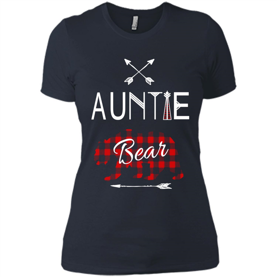 Aunt Shirt Buffalo Plaid Family Camp Bear Tee - Ladies' Boyfriend T-Shirt
